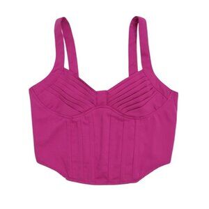 Pink Smocked Bustier Crop Top With Adjustable Straps & Ruched Back, Size S, NWT